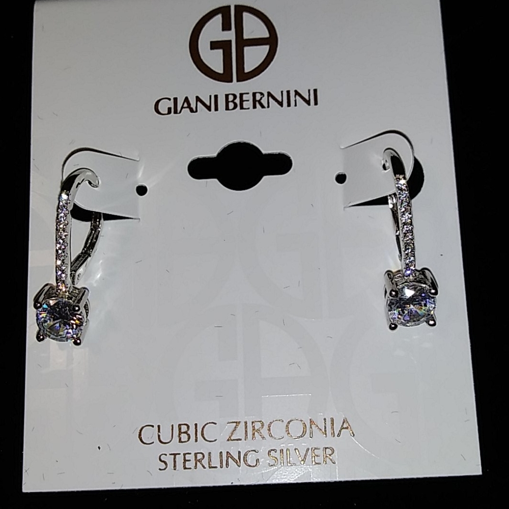 ⏬NWT GIANI BERNINI CZ DANGLING STER SILV EARRINGS - Picture 8 of 9